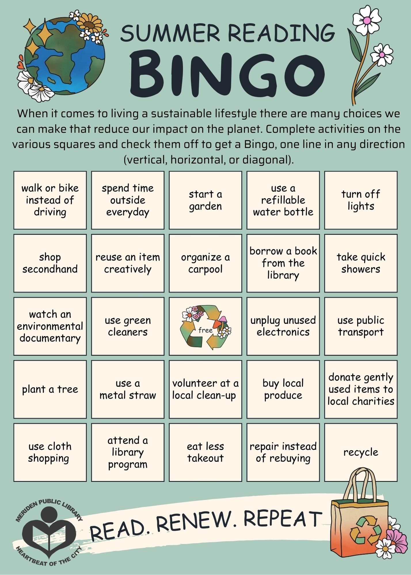 Summer Reading Bingo Card