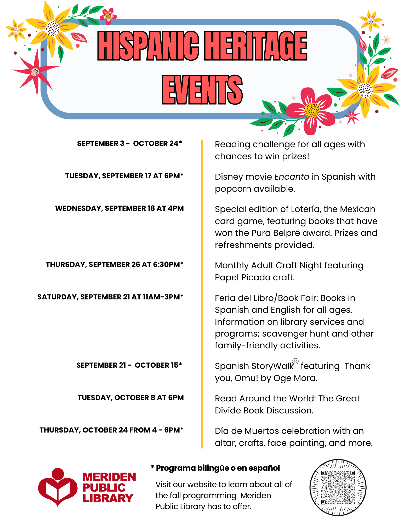 Hispanic Heritage Month Events Mes de la Herencia Hispania y el dia de muertos