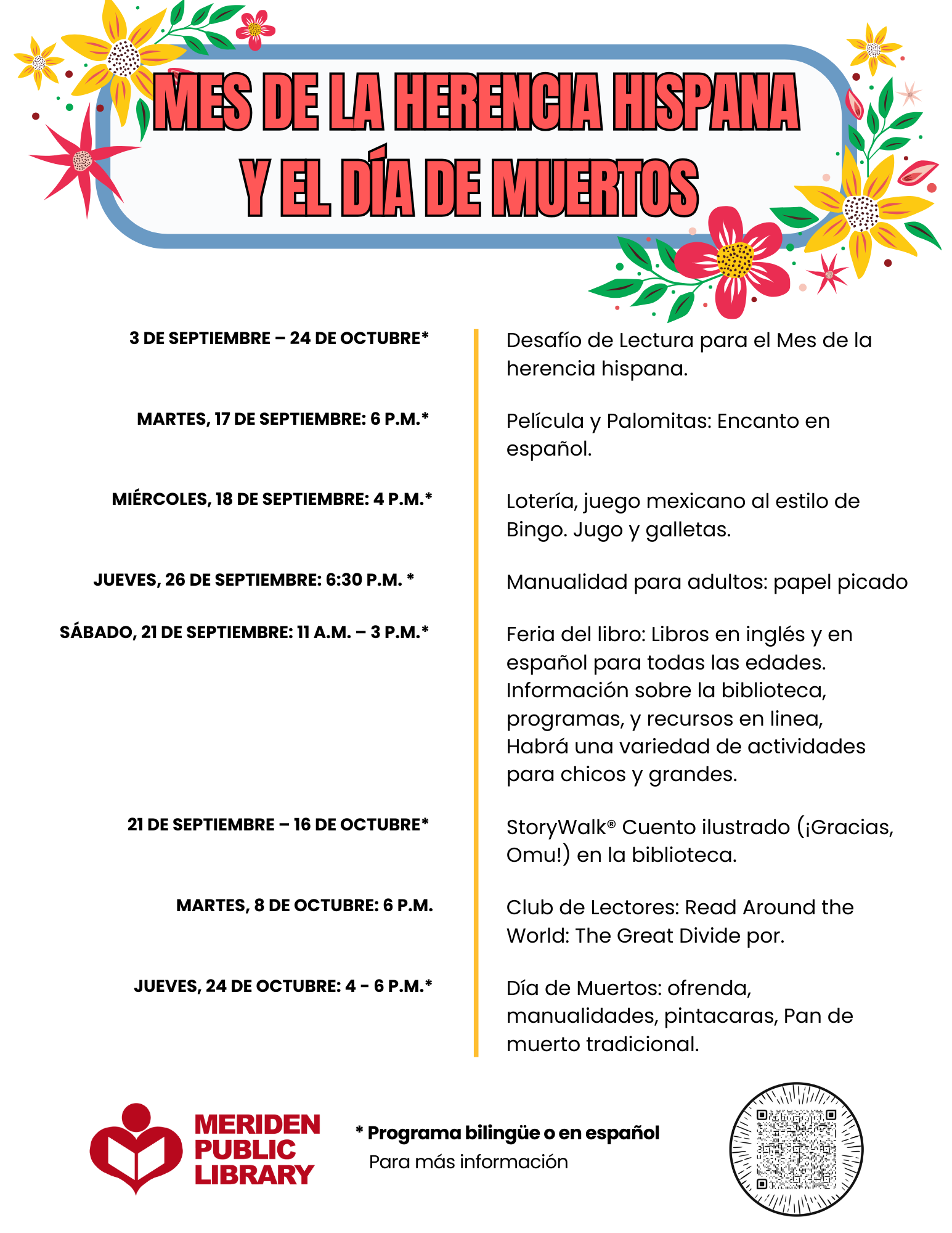 Hispanic Heritage Month Events Mes de la Herencia Hispania y el dia de muertos