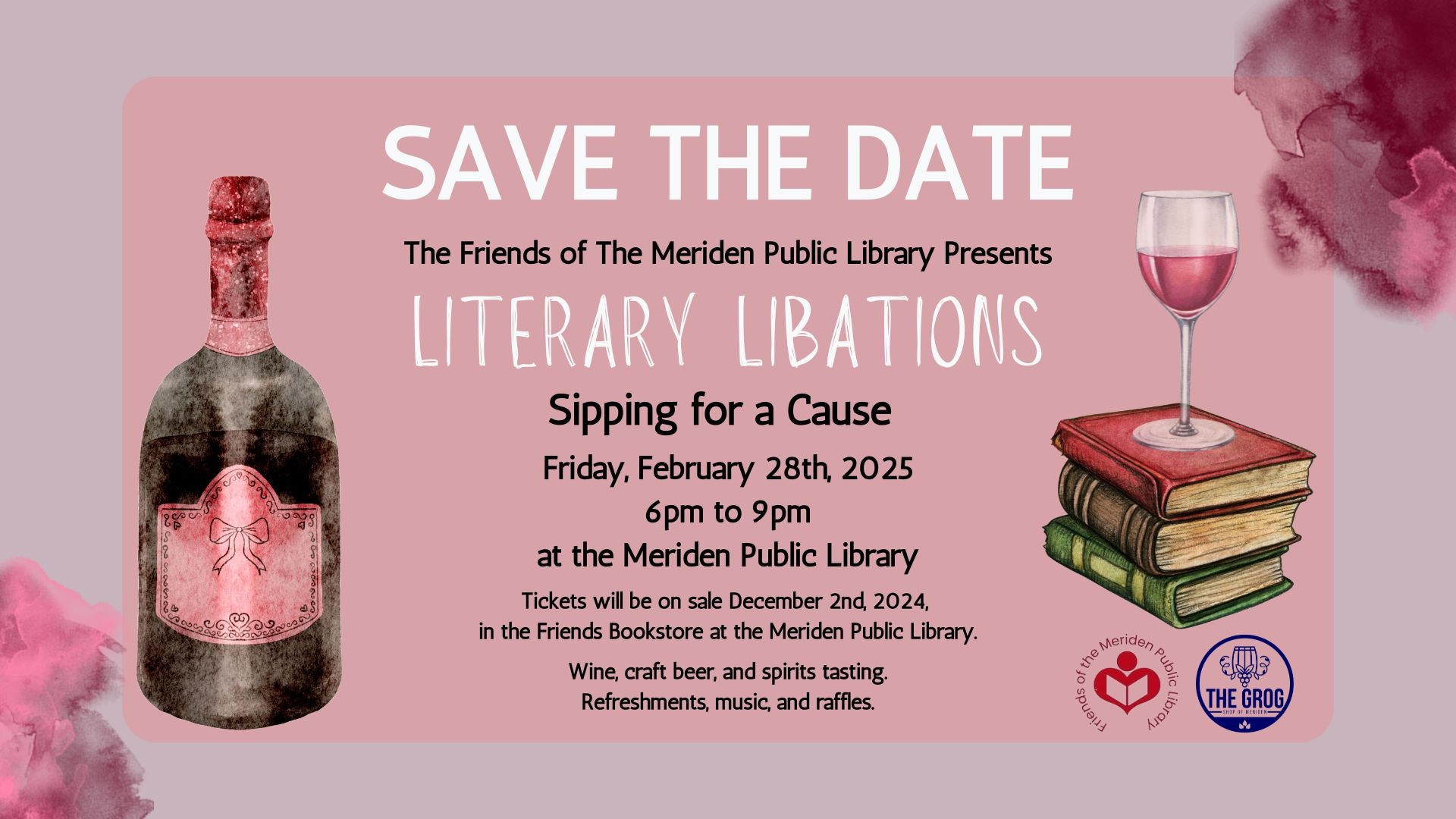 Save the Date Literary Libations Sipping for a cause February 28, 2025