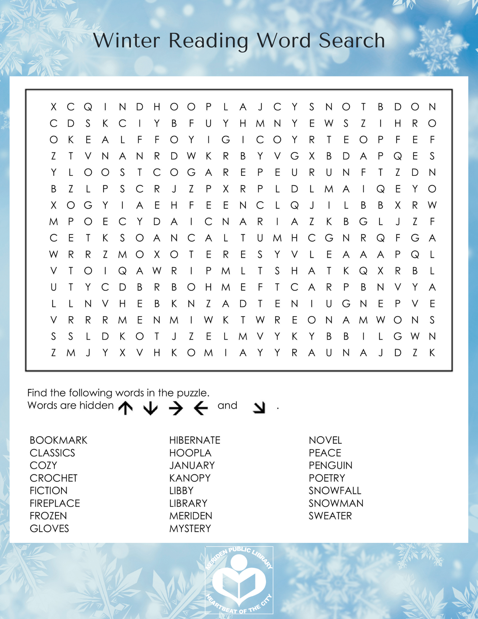 2025 Winter Reading Word Search