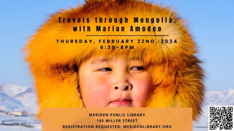 Mongolian Child dressed in fur featured with text about the talk