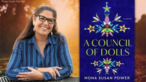 Mona Susan Power to left of her book A Council of Dolls