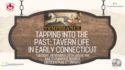 Temperance picture on an old inn sign with verbiage in center