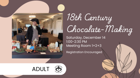 Robert Lecce the chocolatier standing over a table of chocolate to left of verbiage