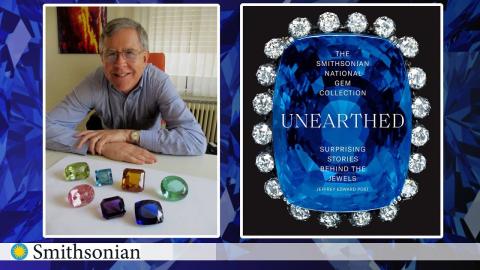 Dr. Jeffrey Edward Post pictured to left of his book "Unearthed"