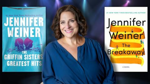 Jennifer Weiner sandwiched between two of her novels