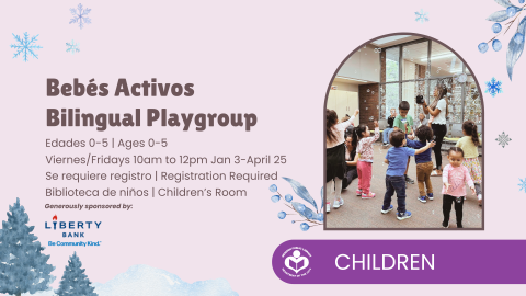 Bebes Activos Bilingual Play group. A group of young children dancing under bubbles.