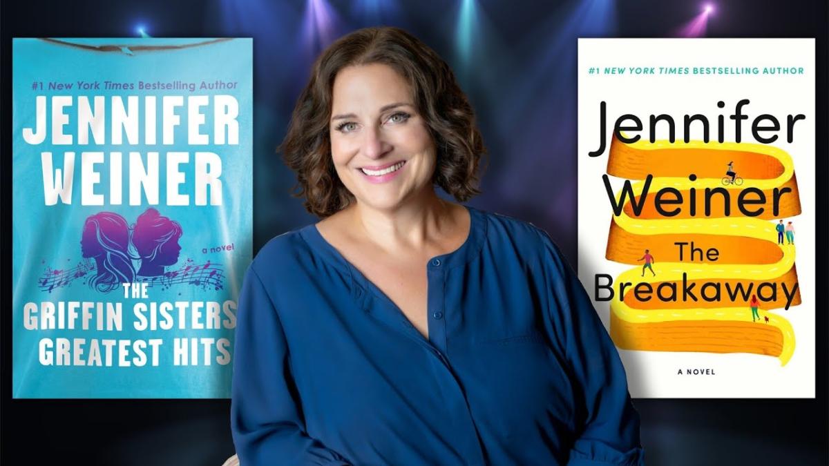 Jennifer Weiner sandwiched between two of her novels