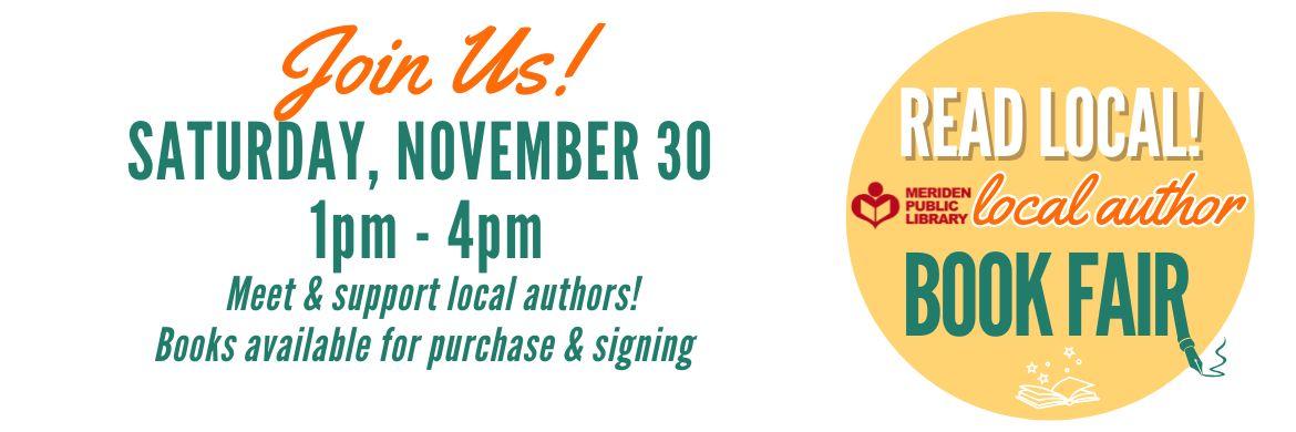 Join Us! Saturday November 30 1pm to 4pm for local author event